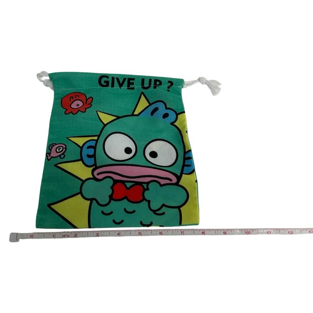 Sanrio Hangyodon Give Up? Drawstring Pouch Set Green 3 Pieces Anime Kawaii Bag